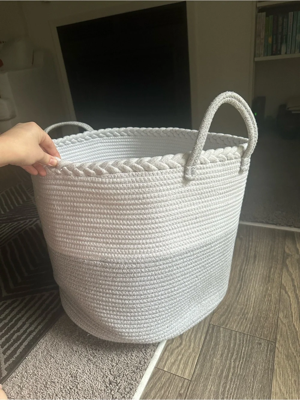 Neutral Woven Rope Storage Basket with Handles